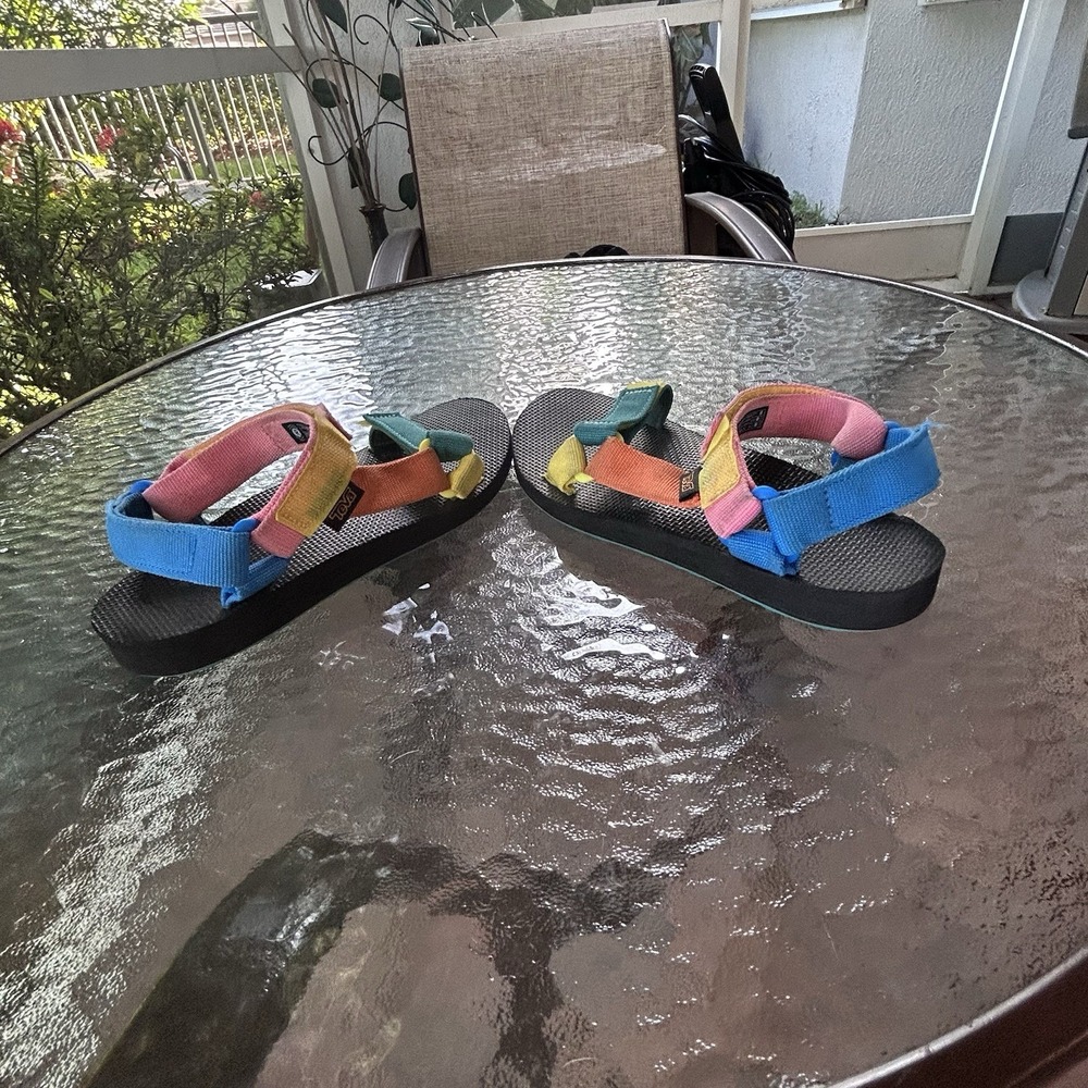 Teva Sandals Woman's Size 6 Original Universal Multi-Color Block #1003987 - Picture 8 of 13